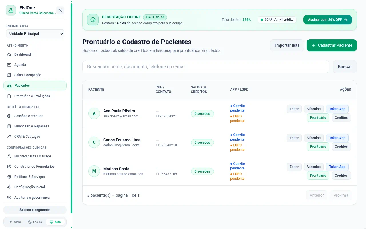 Gestão de Pacientes e Planos Terapêuticos